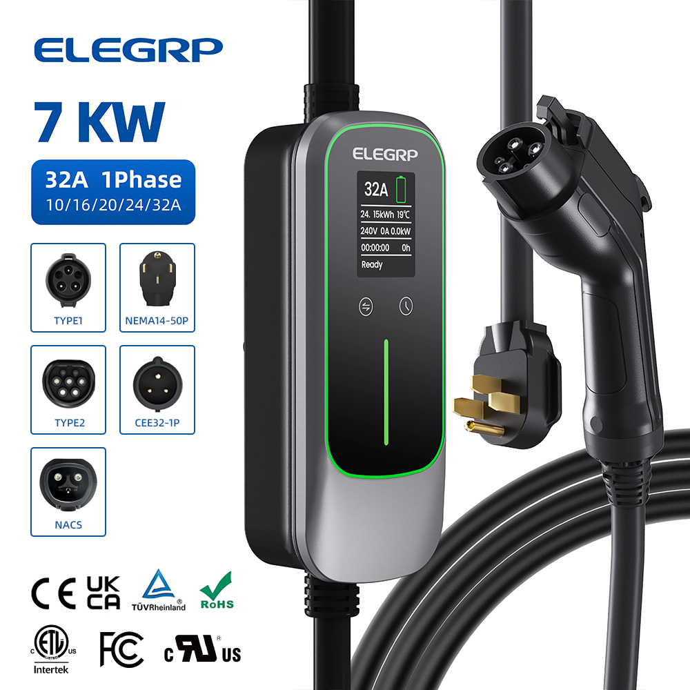ELEGRP 32 アンペアポータブル電気自動車充電器、すべ - Portable Ev Charger のレビューと価格