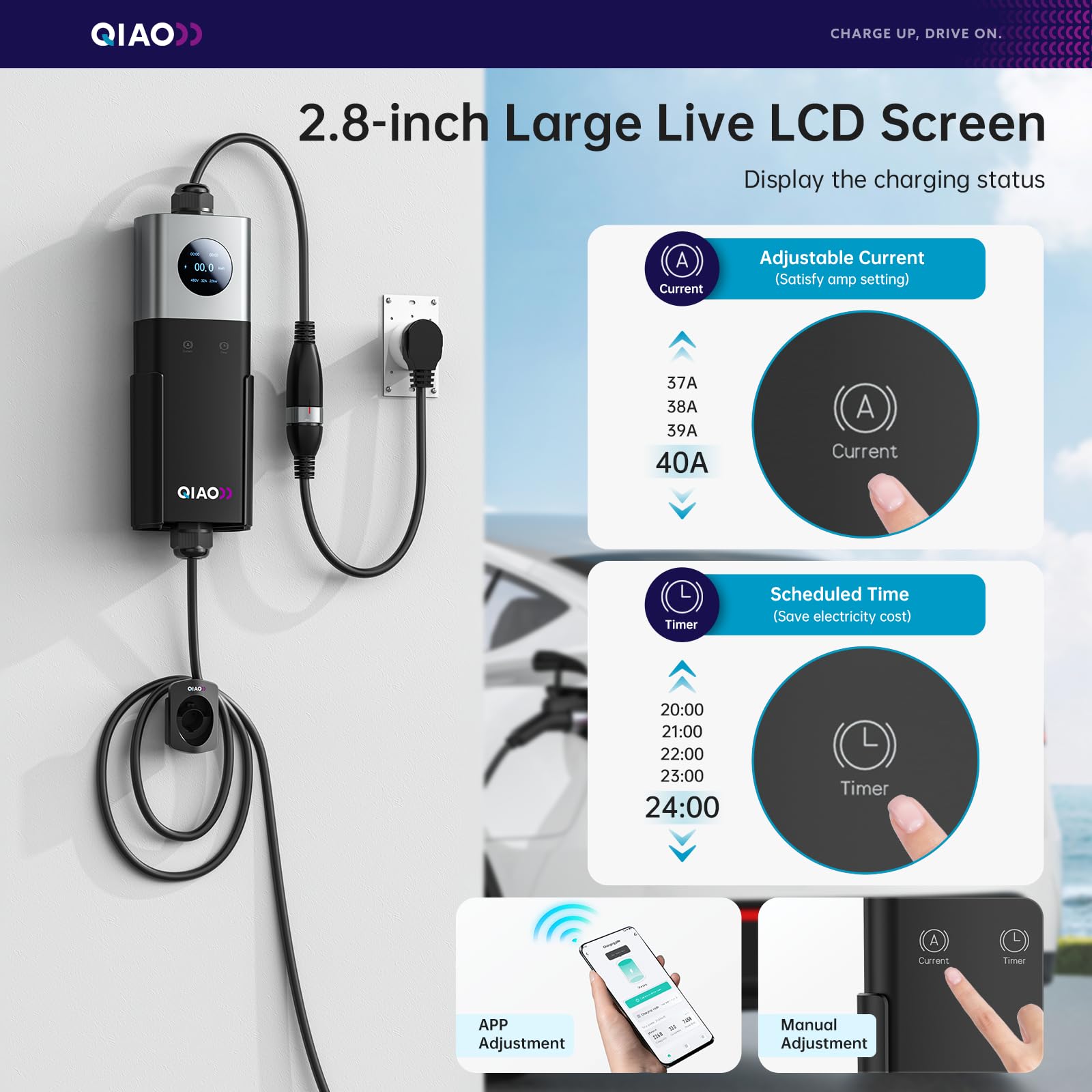 QIAO レベル2 EV充電器 SAE J1772 40A  - Portable Ev Charger のレビューと価格