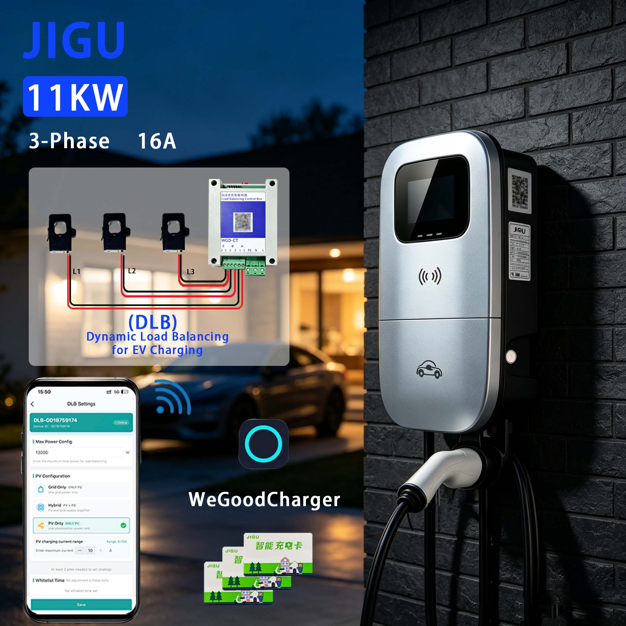 JIGU ダイナミック負荷分散機能付き EV 充電器 タイプ - Wallbox Ev のレビューと価格